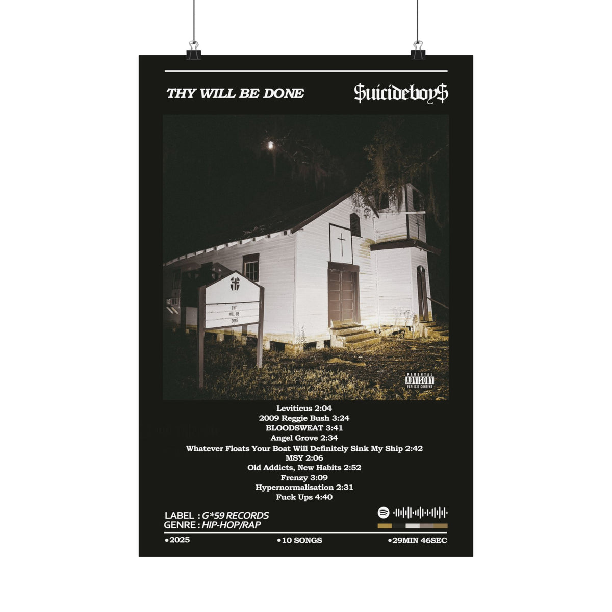 SuicideBoys Black THY WILL BE DONE Album Poster
