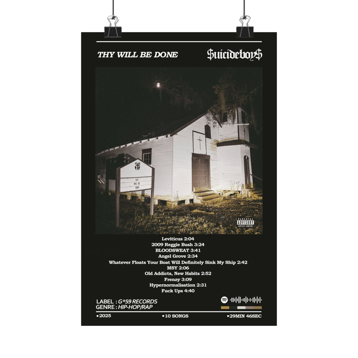 SuicideBoys Black THY WILL BE DONE Album Poster