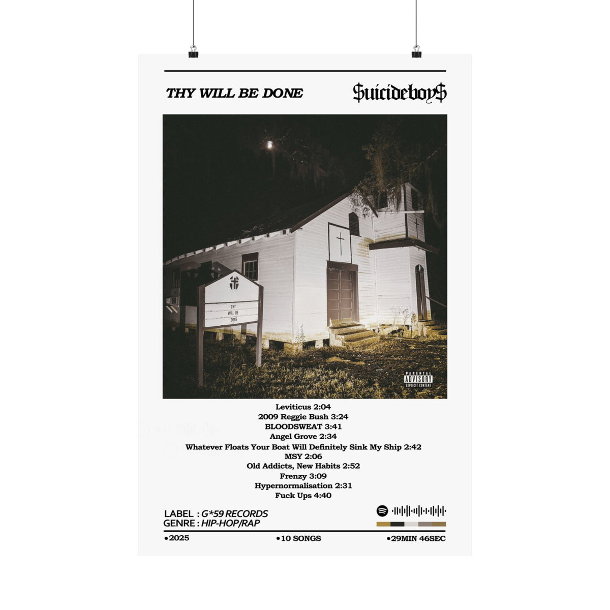 SuicideBoys White THY WILL BE DONE Album Poster